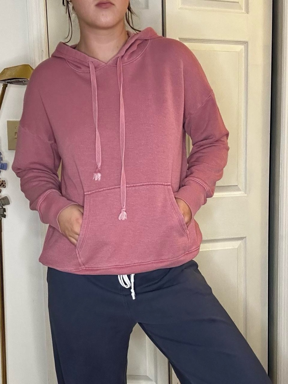 Faded Red Pullover Hoodie - Casual Women's Hooded Sweatshirt